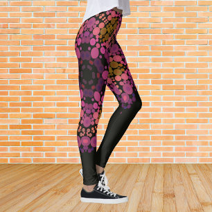 Leggings Dot Mandala Flower rose jaune et noir