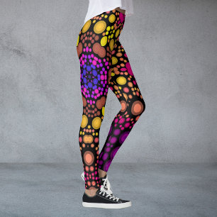 Leggings Dot Mandala Flower violet et jaune