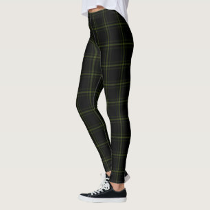 Leggings Double plaid de tartan noir et vert