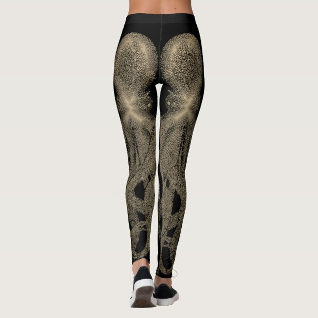 Leggings Double Sepia sur Octopus Vintage noir (Dos)