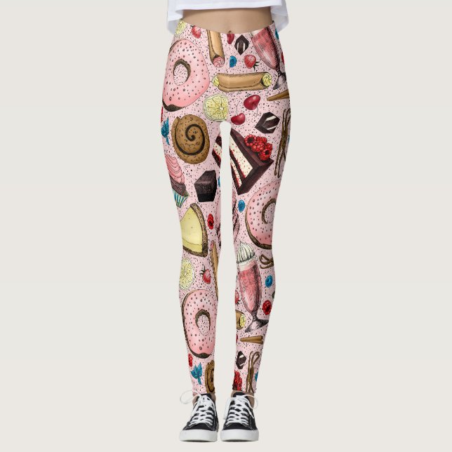 Leggings Douceurs sur rose (Devant)
