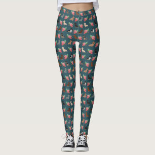 Leggings Doxie Légumineuses florales - flûtes de dachshund