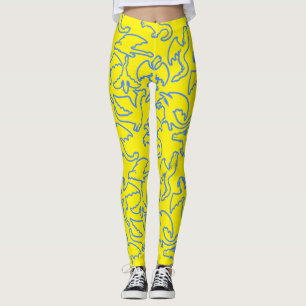 Leggings Dragon contour motif 03.b B Jaune BG