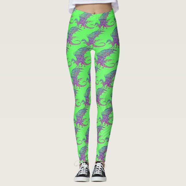Leggings Dragon de mosaïque Extraordinaire (Devant)