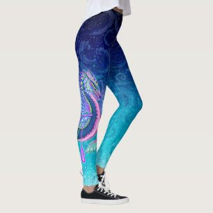 Leggings Dragon d'eau bleu rose avec pattes de pagaies