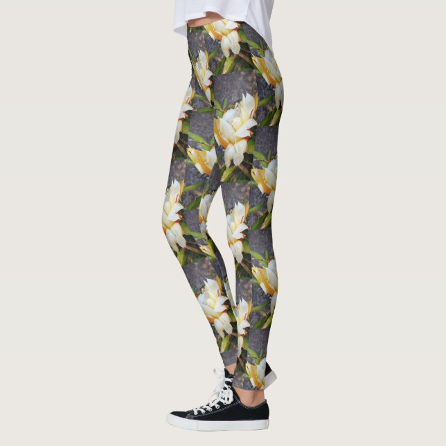 LEGGINGS DRAGON POLYNÉSIEN CACTUS BLOC DE NUIT (Gauche)