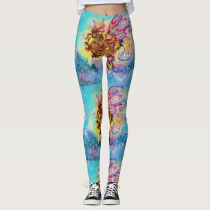 Leggings DRAGON SEA en Imaginaire bleu or jaune rose