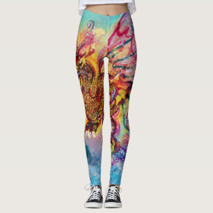 Leggings DRAGON SEA en Imaginaire bleu or jaune rose