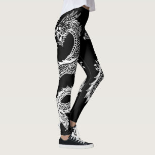 Leggings Dragons blancs Personnaliser la couleur Arrière - 