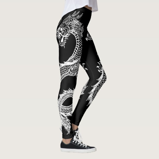 Leggings Dragons blancs Personnaliser la couleur Arrière -  (Droite)