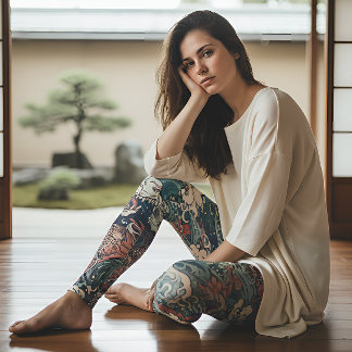 Leggings Dragons jumeaux japonais Tattoo Art