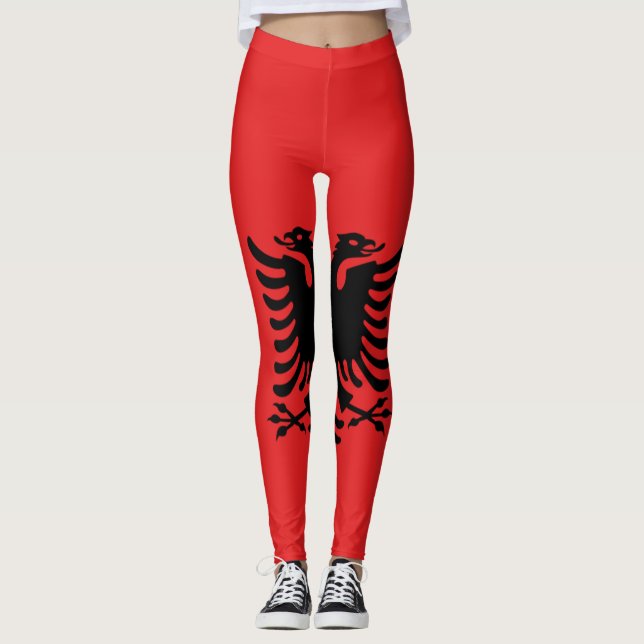 Leggings Drapeau albanais partout sur la légende (Devant)