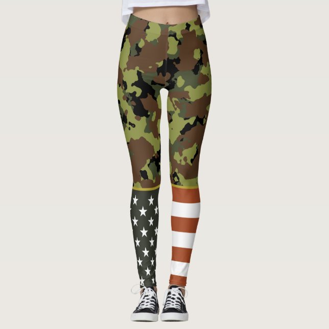 Leggings Drapeau américain Camion vert militaire (Devant)