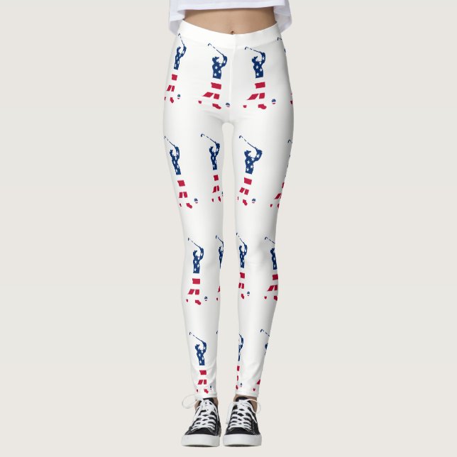 Leggings Drapeau américain de golf (Devant)