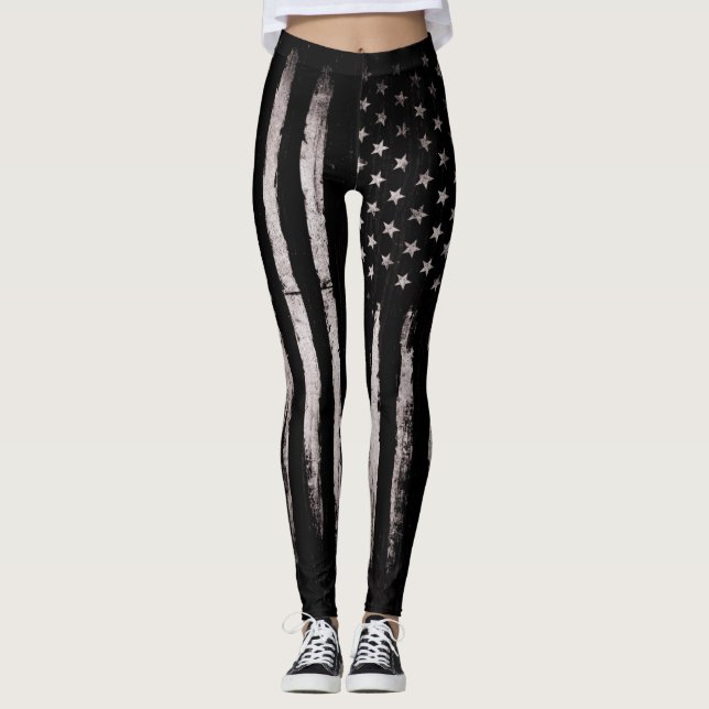 Leggings Drapeau américain grunge blanc (Devant)