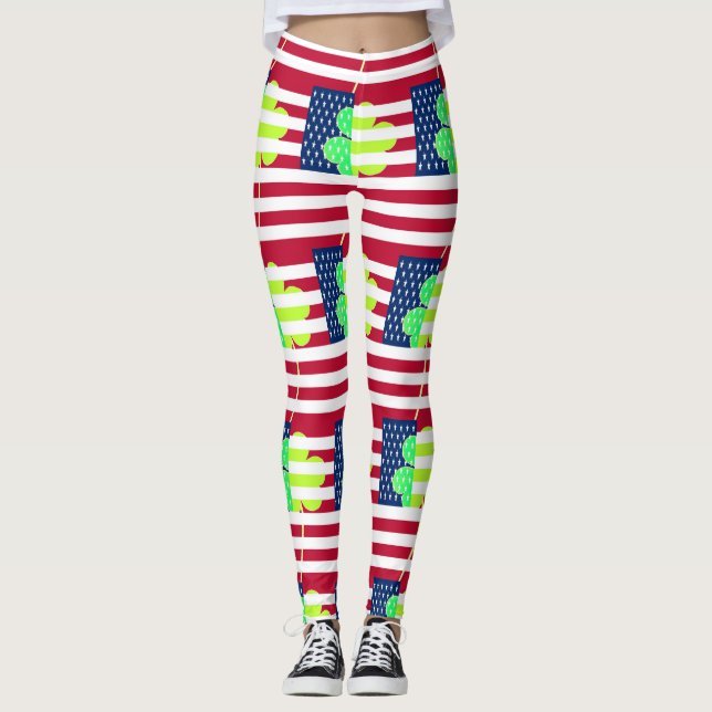 Leggings Drapeau américain St Patrick de shamrock irlandais (Devant)
