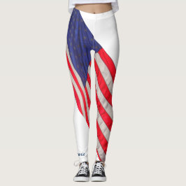 Leggings Drapeau américain sur Arrière - plan blanc avec no