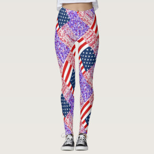 Leggings Drapeau américain sur un arrière - plan bleu Leggi