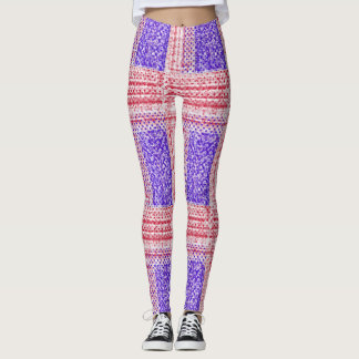 Leggings Drapeau américain sur un bleu rouge arrière - plan