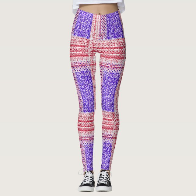 Leggings Drapeau américain sur un bleu rouge arrière - plan (Devant)