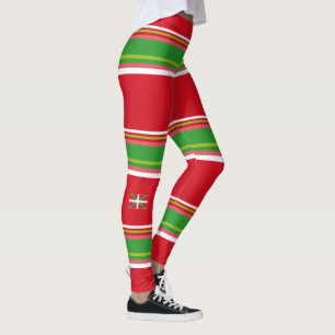 Leggings Drapeau Basque + motif rayé rouge et vert :