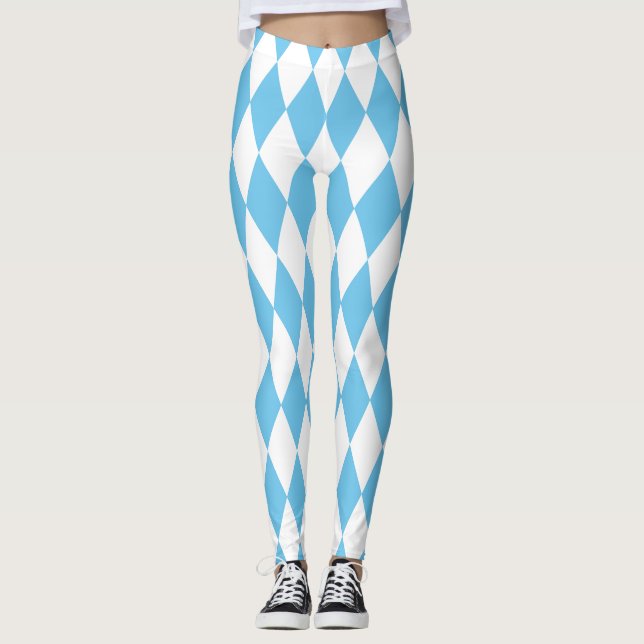 Leggings Drapeau bleu et blanc Bavière Rhombus Motif (Devant)