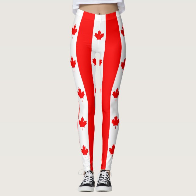 Leggings Drapeau canadien Légendes de feuille d'érable roug (Devant)