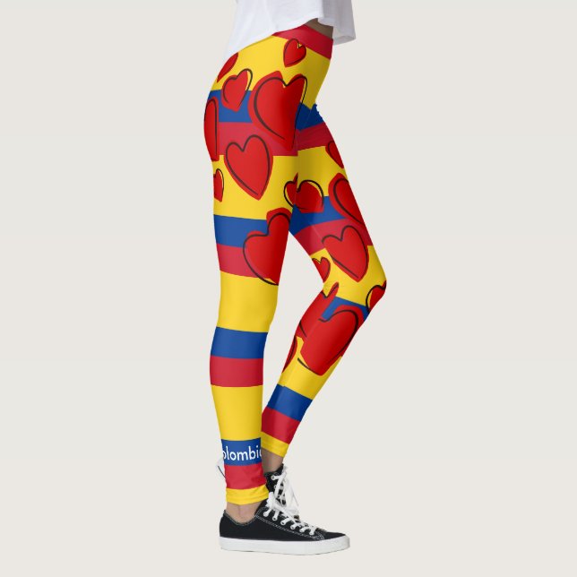 Leggings Drapeau colombien avec le coeur rouge (Droite)