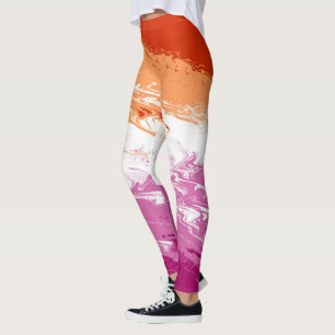 Leggings Drapeau de fierté lesbienne abstrait trippy ondulé
