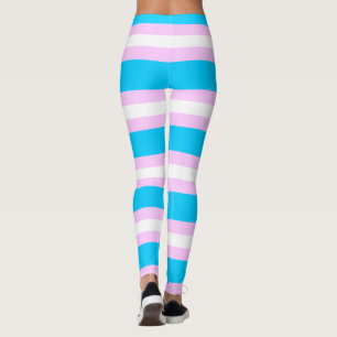 Leggings Drapeau de fierté transgenre - Rayure rose, bleue,