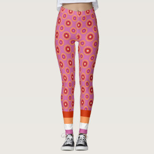 Leggings Drapeau de la fierté lesbienne / motif de fleur ro