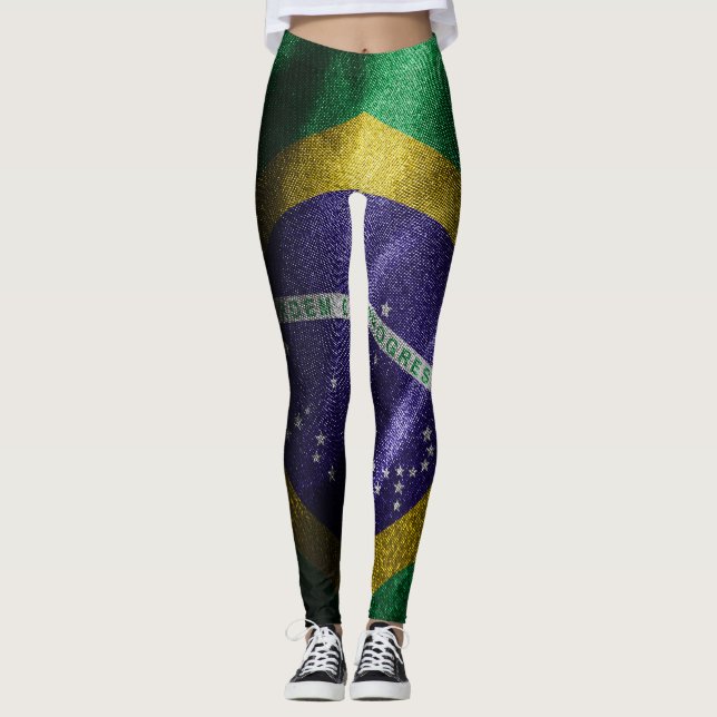 Leggings Drapeau de soie du Brésil (Devant)