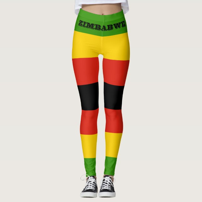Leggings Drapeau du Zimbabwe patriotique Afrique (Devant)