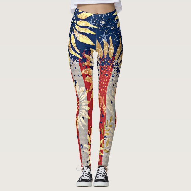 Leggings Drapeau et tournesols (Devant)