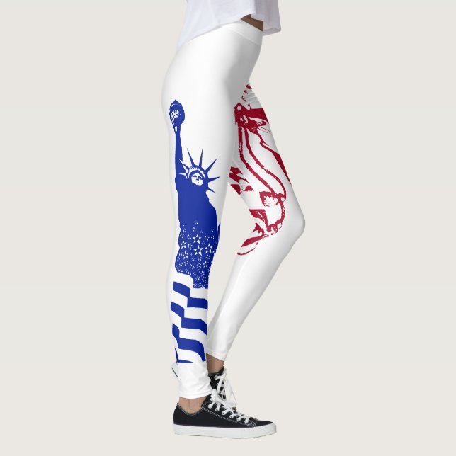 Leggings Drapeau Lady Liberty Américain Rouge Blanc Bleu (Droite)