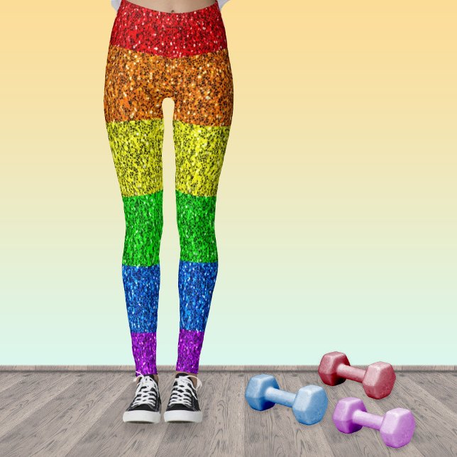 Leggings Drapeau LGBT vibrante parties scintillant arc-en-c (Stand out in the gym with our breathable sparkly LGBT leggings!)