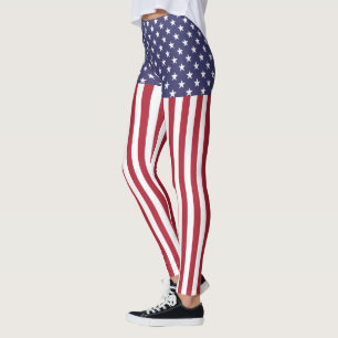 Leggings Drapeau Patriotique Rouge Blanc Bleu Étoiles Et Fr