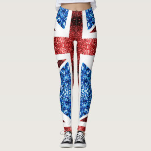 Leggings Drapeau rouge bleu étincelante parties scintillant