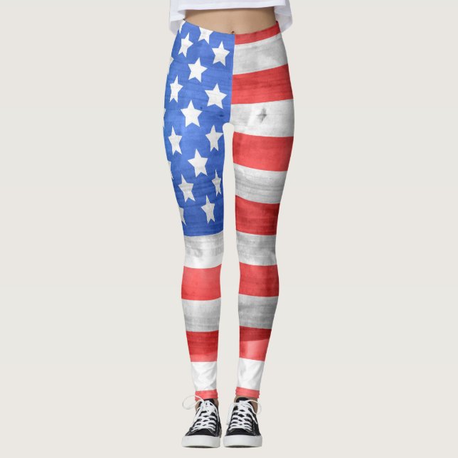 Leggings Drapeau rustique patriotique américain (Devant)