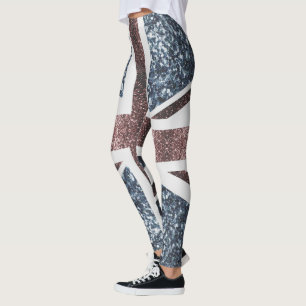 Leggings Drapeau rustique UK rouge bleu étincelants parties