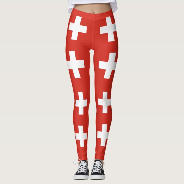 Leggings Drapeau Suisse - croix blanche (Devant)