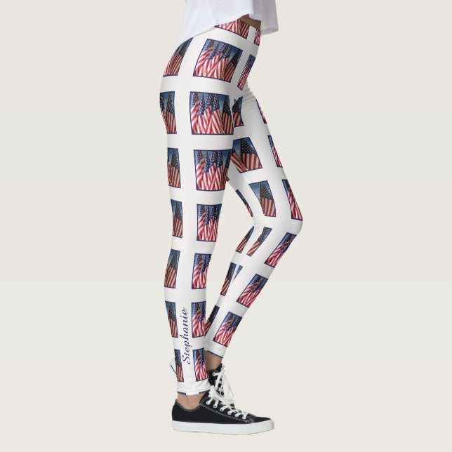 Leggings Drapeaux américains, Nom, Blanc (Droite)
