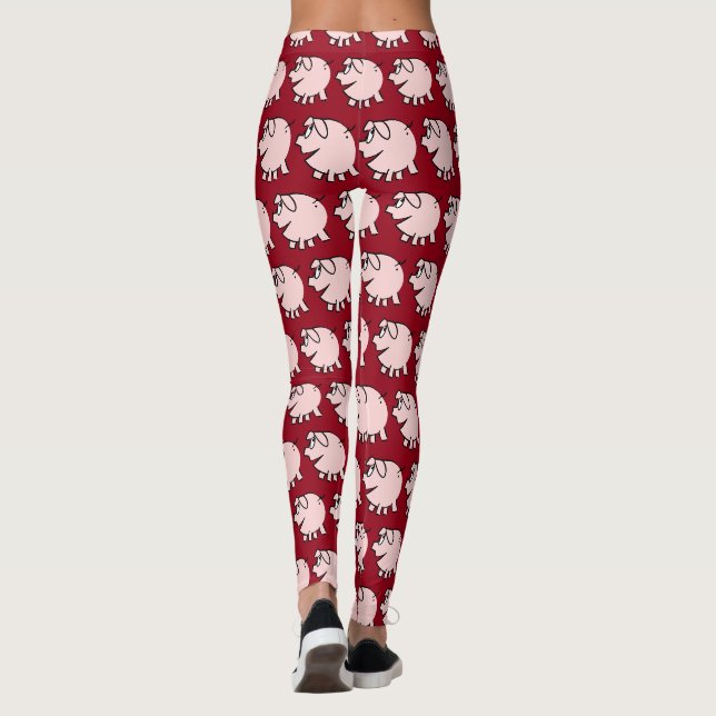 Leggings Drôle 3 dessin animé Cochon Choisir la couleur L (Dos)