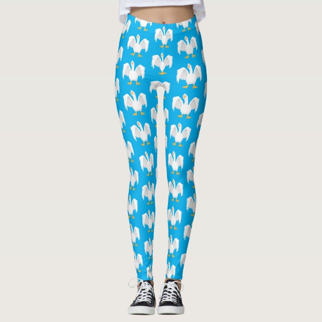 Leggings Drôle curieuse dessin animé d'oie domestique (Devant)
