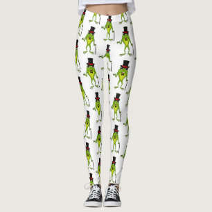 Leggings Drôle grenouille avec chapeau dessus dessin animé