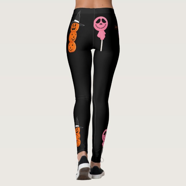 Leggings Drôle Halloween face fantôme Citrouille Balloon Pa (Dos)