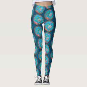 Leggings Drôle joyeux créatures marines sous l'eau dessin a