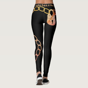 Leggings Drôle Love Lock Citation Clé Chainlink Noir