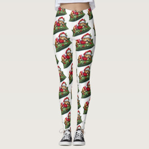 Leggings Drôle mignon Rêver Père Noël Puppy Paws