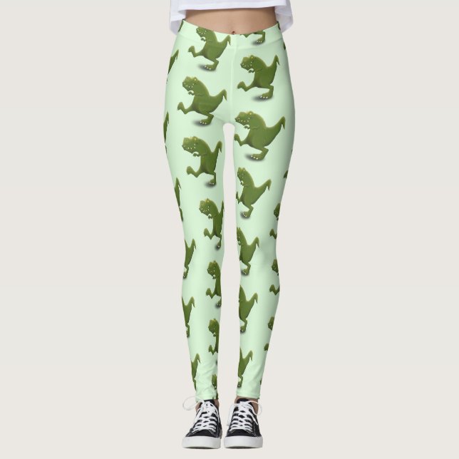 Leggings Drôle T rex dinosaure dessin animé humour (Devant)